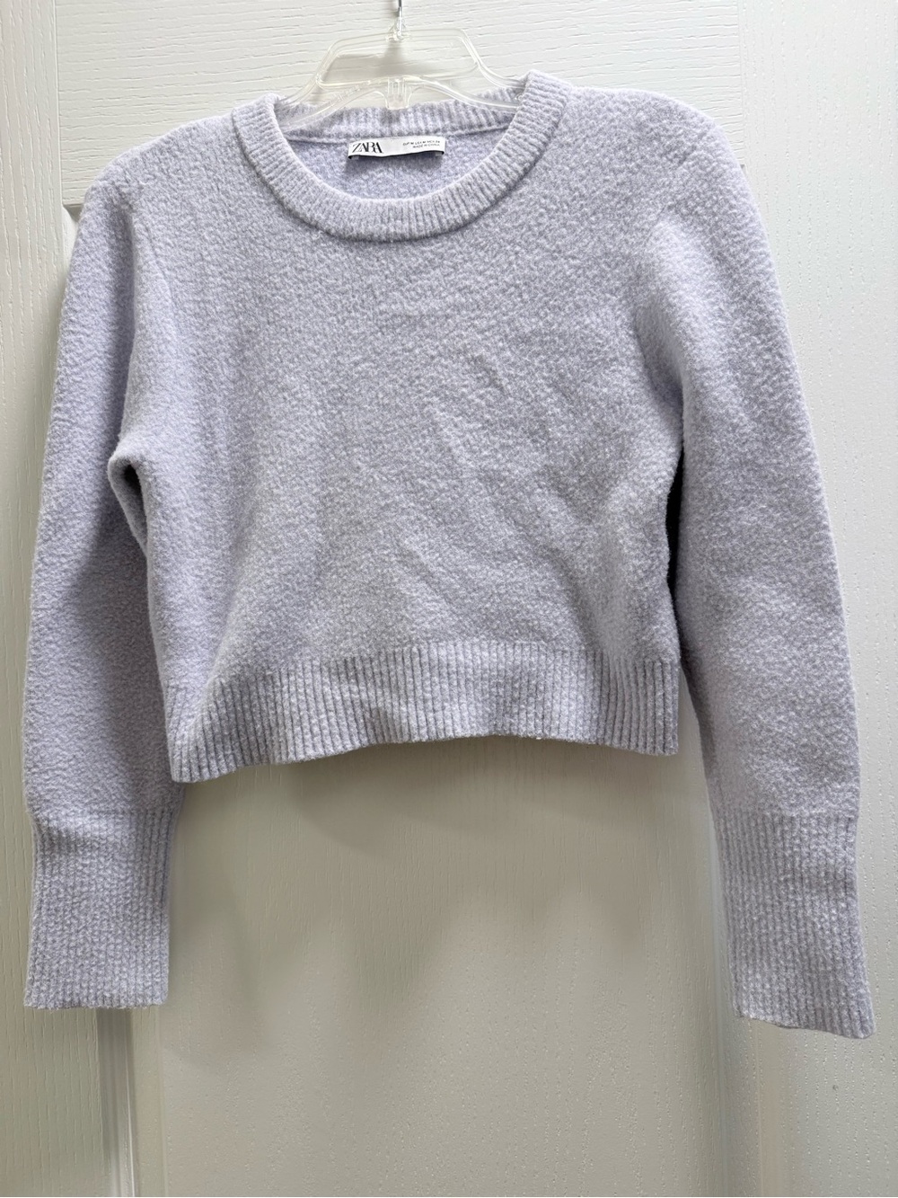 ZARA Light Lilac Crewneck Cropped Sweater
